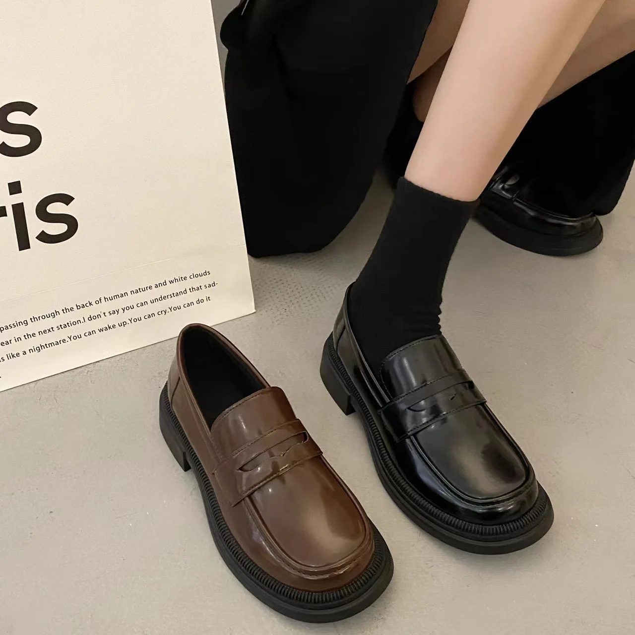 Spring Loafers Women Japanese School Students JK Uniform Shoes Round Toe Women Girls Retro Round Toe Lolita Cosplay Shoes view 5