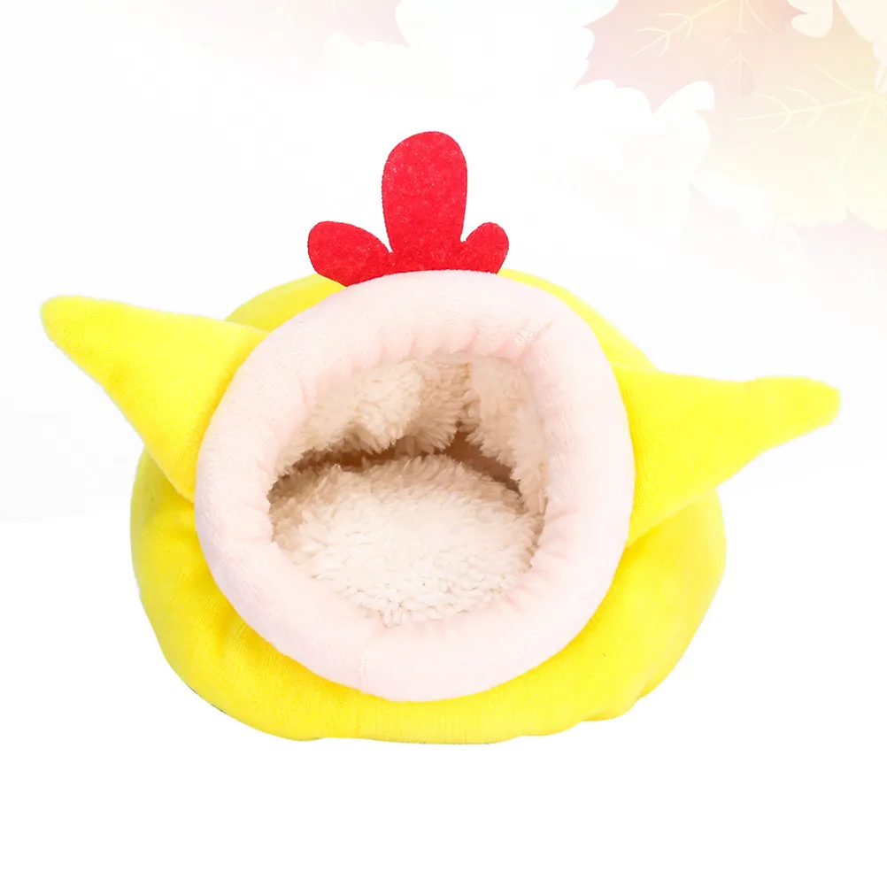 Premium Cotton Hamster Nest Warm Bed for Hedgehog Small Animal Sleeping Bag Chick Style Yellow Pet Bed Winter Comfortable Cozy