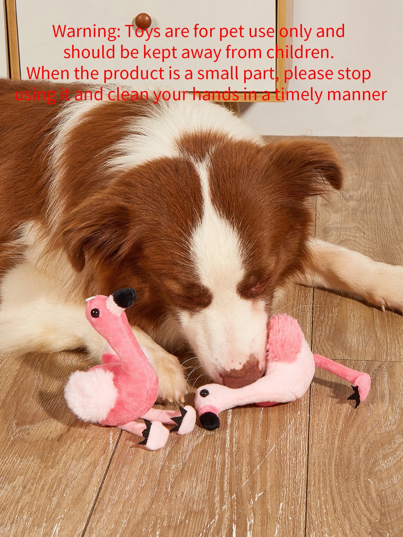 A mini flamingo plush toy suitable for pet companionship and play, not suitable for pets to chew and bite