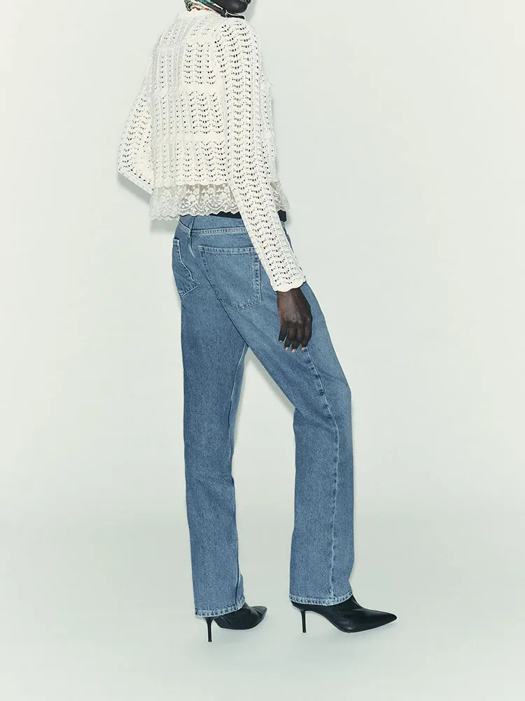 Suéter de Punto Moderno para Mujer, Estilo Romántico, Calado, Manga Larga, Cuello Redondo, Novedad de Otoño 2025, para es...