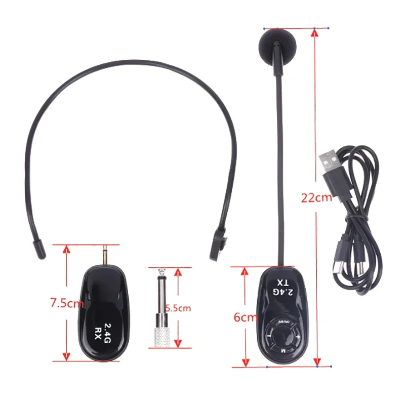 TT123 2.4G Headset Wireless Microphone Transmitter Universal Teaching Amplifier Audio Earhook Microphone Microphone