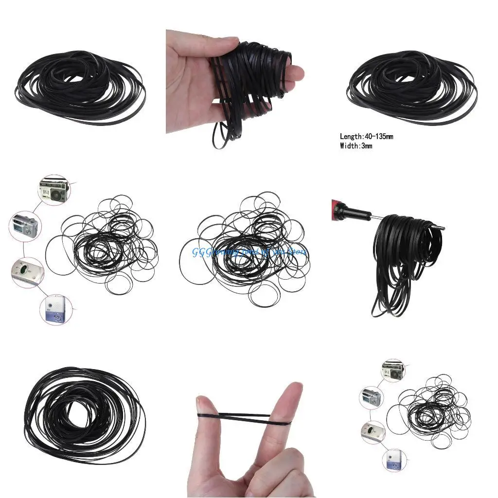 

H9EB 200PCS Square Rubber Belts for Recording Devices and Video Drive Width 3mm