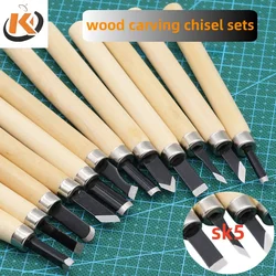 12pcs Professional Wood Carving Chisel Knife Hand Tool Set For Basic Detailed Carving Woodworkers Gouges