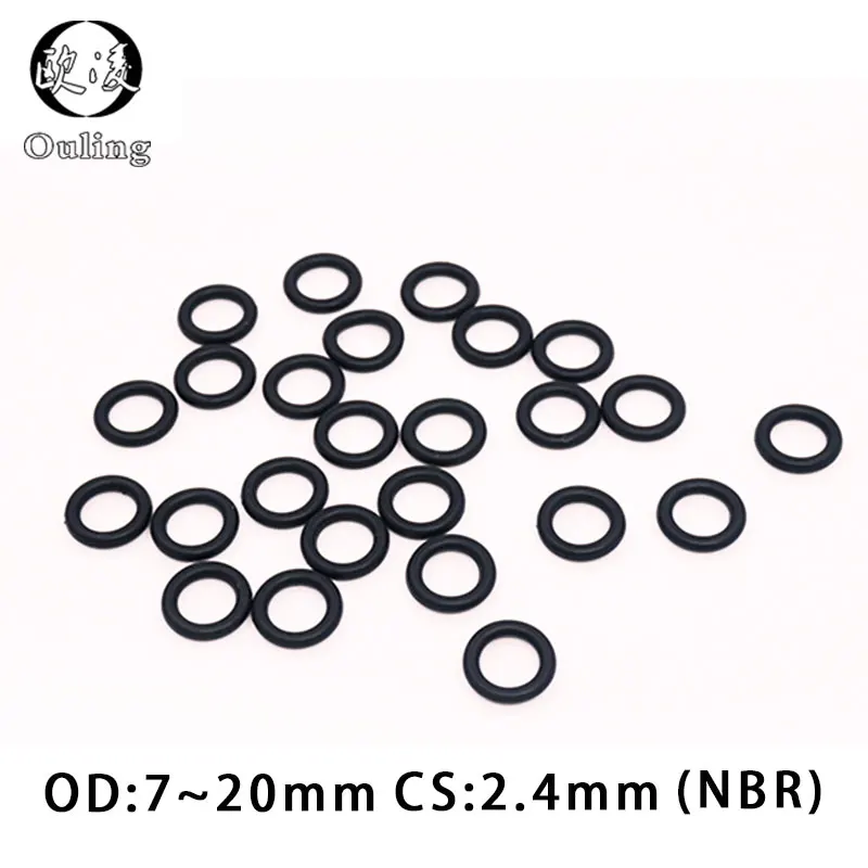 50PCS/Lot Black NBR O-Ring Seal CS2.4mm OD6-20mm Oil Resistant Nitrile Rubber Gasket Washer for Machinery Plumbing Sealing
