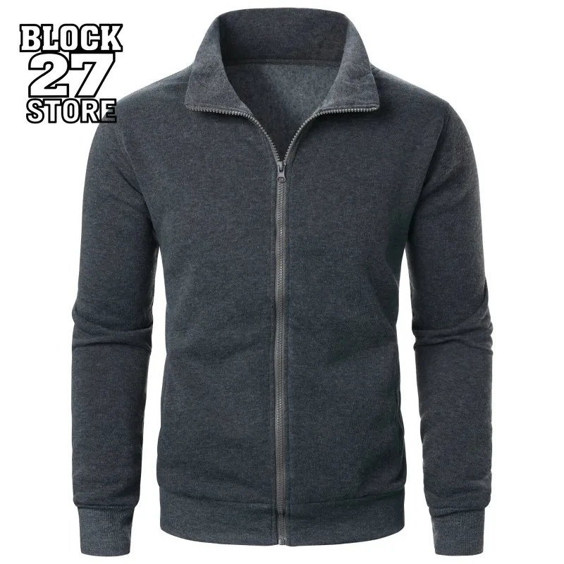 

Мужская куртка, повседневная спортивная куртка на молнии с воротником-стойкой, однотонный топ, легкое осеннее пальто, модная уличная одежда в стиле ретро, мода Харадзюку