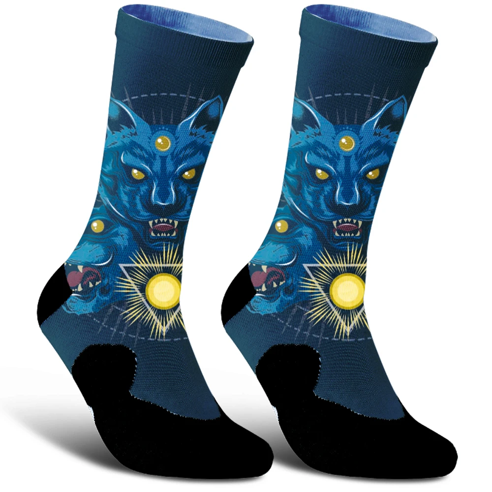 AliExpress NONE Summer comfortable anti slip sports bike socks, animal skull graffiti skateboard socks, highway bike socks 2025 New