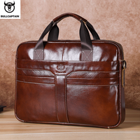 BULLCAPTAIN Leather Laptop Bag, Top Layer Leather 15\