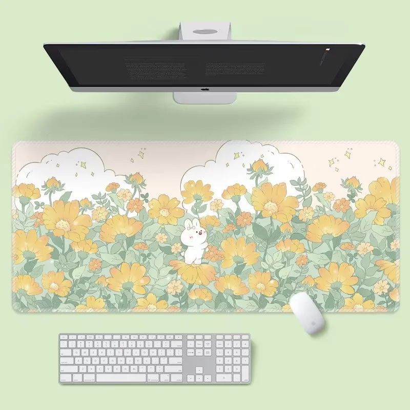 Large Extra Large Cartoon Game Mouse Pad Non-slip Waterproof Solid Tulip Wood Pattern Laptop Accessories