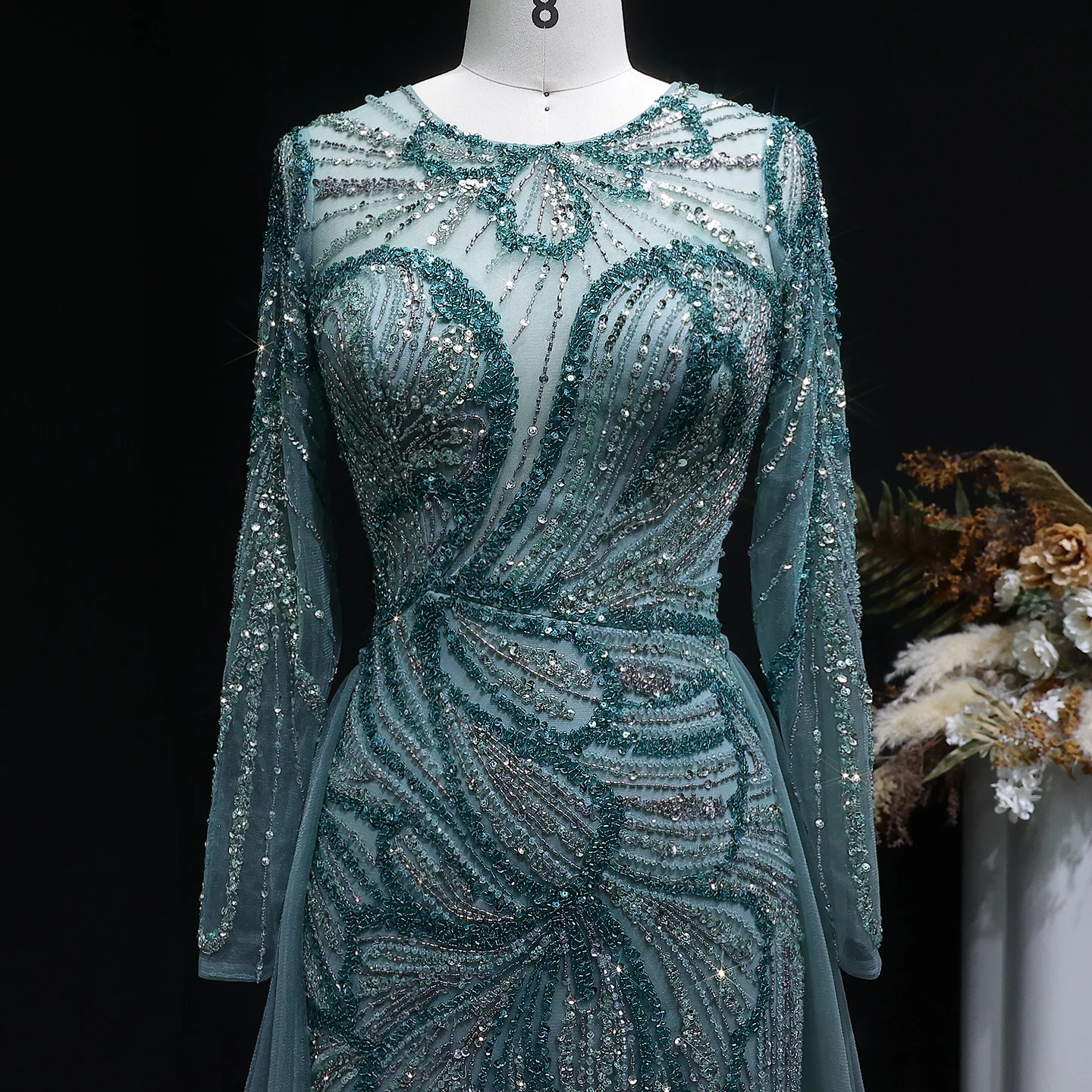 Sharon Said Dubai Luxuriöses Flieder-Abendkleid mit hohem Seitenschlitz, Weinrot, Grün, Damen-Abendkleider SS160, individuell anpassbar – Detail 27
