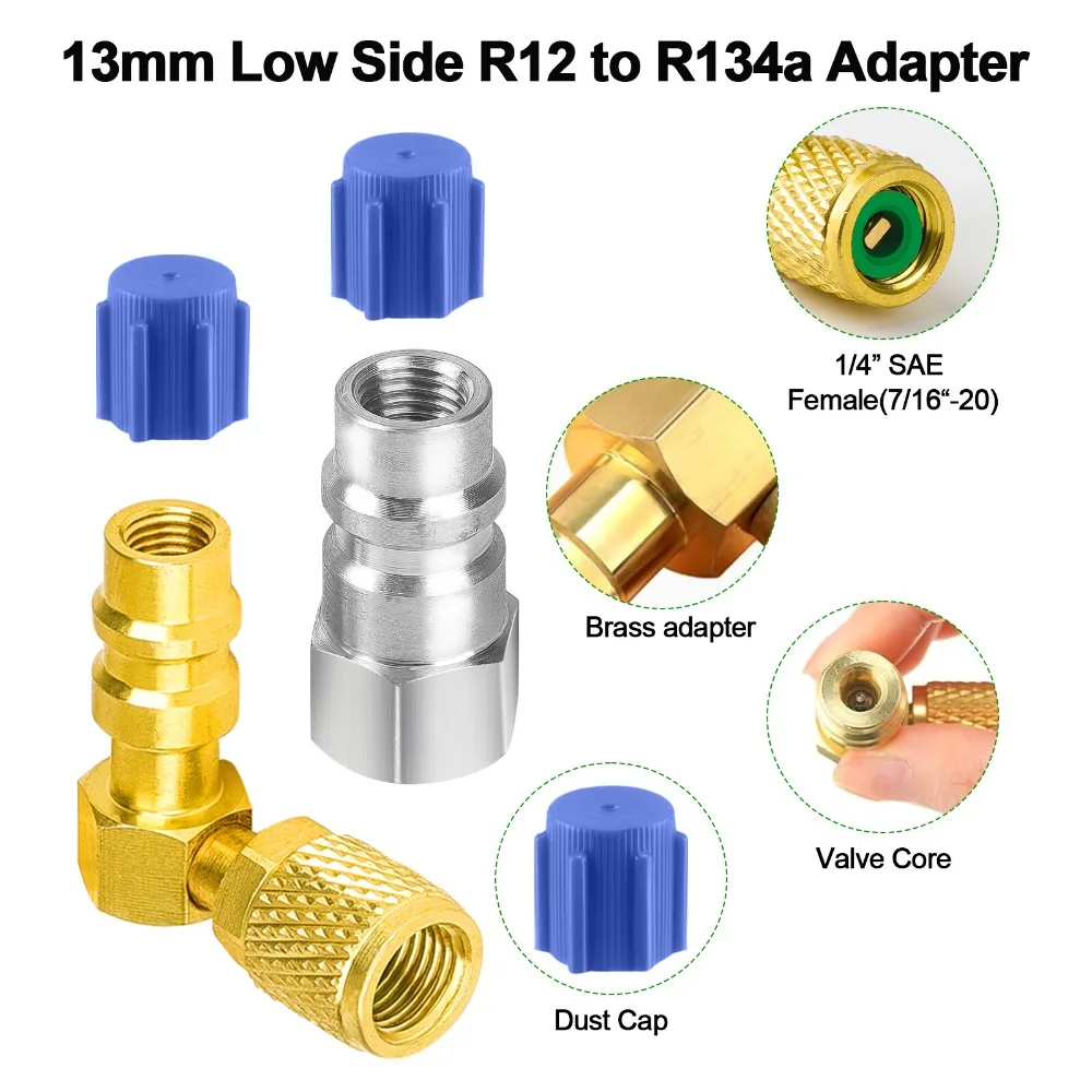 Kit Konversi R12 Ke R134A Adaptor Katup Quick Coupler Tekanan Tinggi/Rendah untuk AC