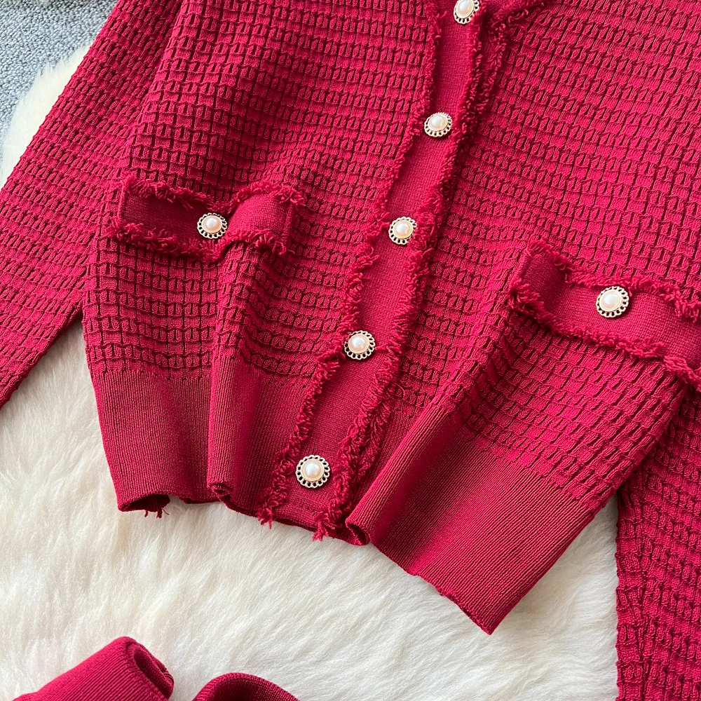 Women Two Pieces Dress Sets Y2k Matching Sets V Neck Single Breasted Top Button Pockets Dress Office Lady Casual 2025 Summer