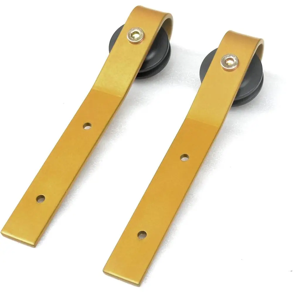 16FT Sliding Library Ladder Hardware Kit, Rolling Track System with Braking Floor Rollers, Gold Finish, Ladder Not Included