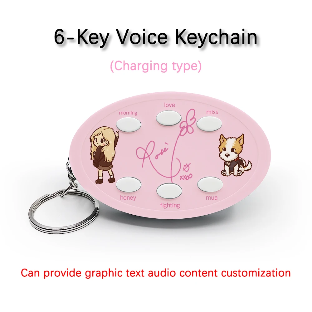 

Creative Voice Keyring For BLACKPINK Member ROSÉ Roseanne Park 6-Key Audio / Picture Custom Rechargeable Keychain Pendant Gift