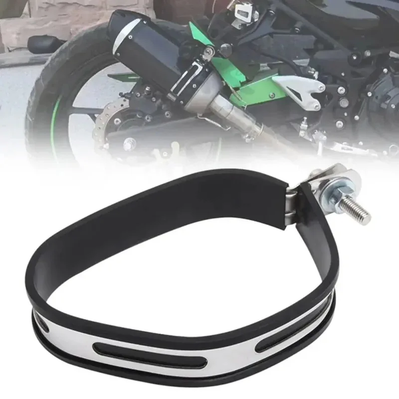 Universal Motorcycle Exhaust Clamp 140mm X 100mm Heavy Duty Stainless Steel Pipe Hanger Bracket Support Band Fixing Ring