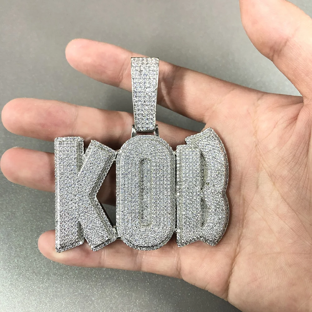 

UWIN индивидуальный кулон с большим именем для мужчин Iced Out Pave Setting кубический цирконий персонализированное ожерелье с буквами модные украшения