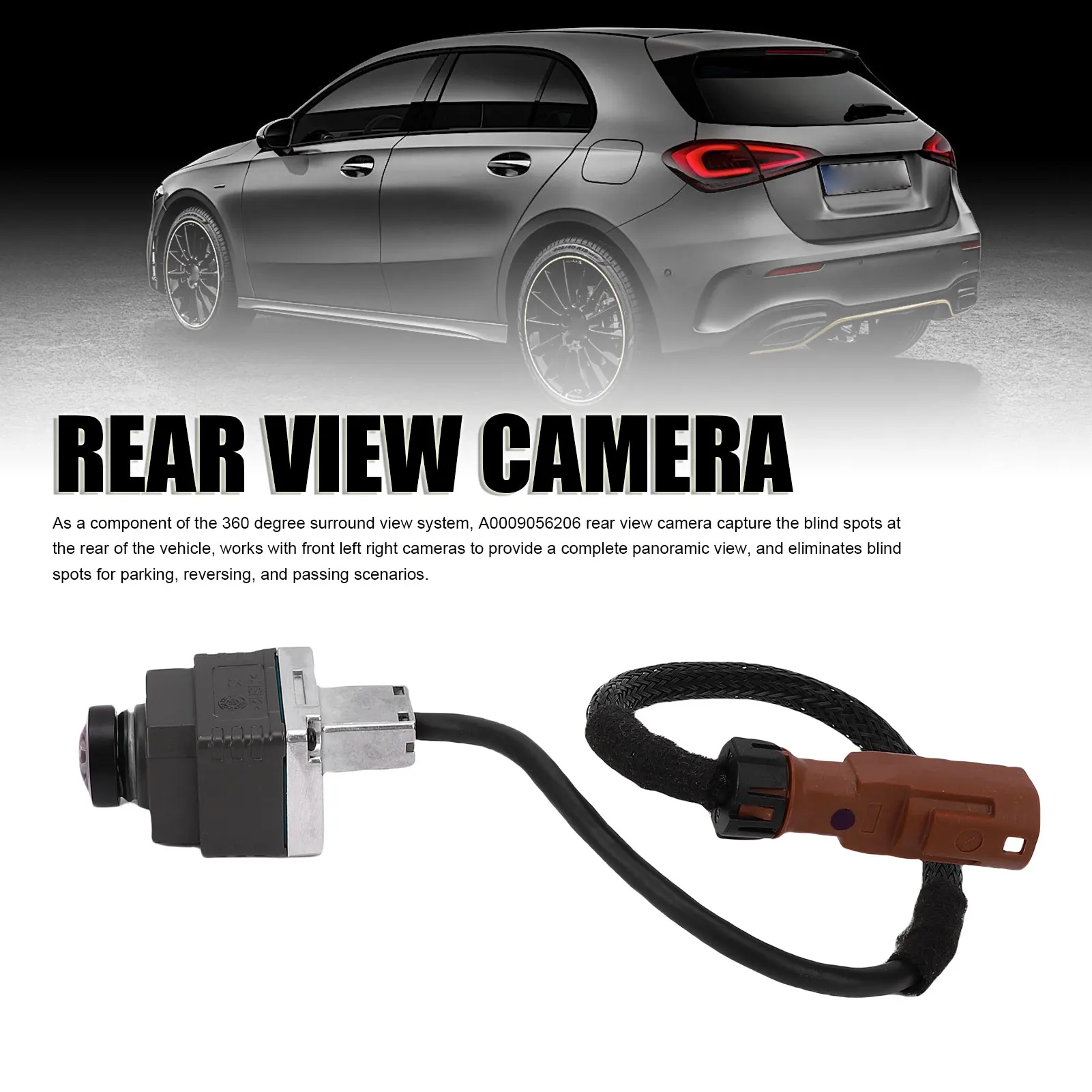 Cámara de visión trasera 360 Vista envolvente A0009056206 Reemplazo de cámara de asistencia de estacionamiento para Clase A W177 Pre-facelift 2019-2022