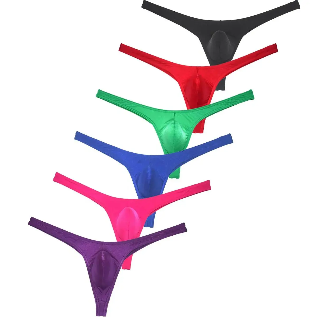 3PACK Men's Solid Bikini Thongs Low Waist Tangas Underwear Mini Briefs Pouch G-strings Lingerie Underpants Push Up Boyshorts