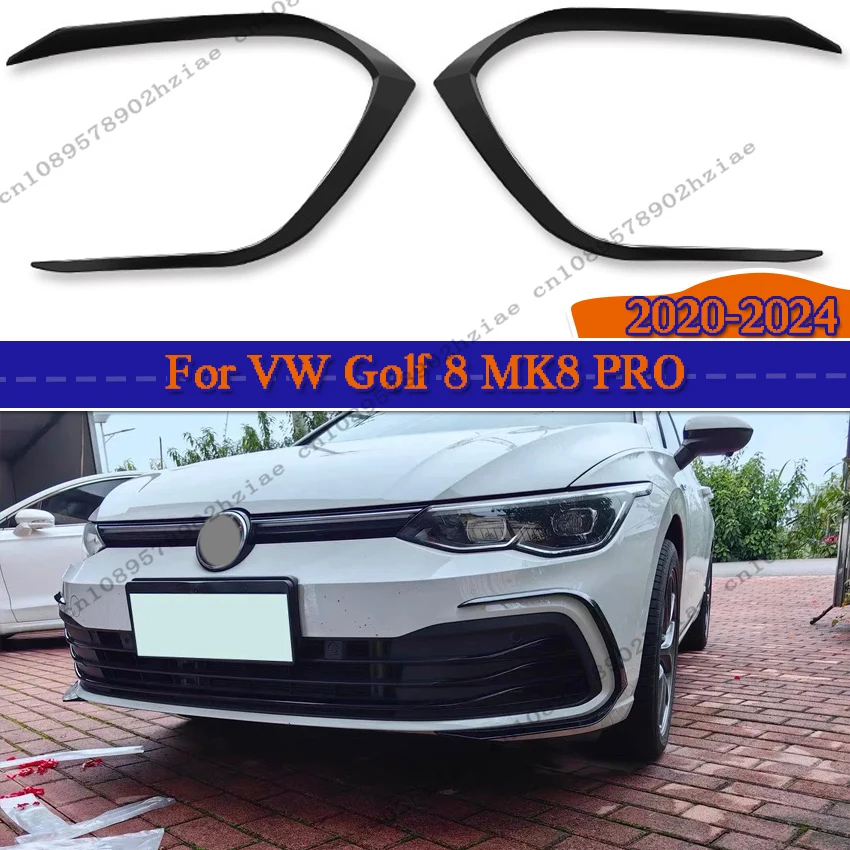 Black Warrior Exterior Kit Front Bumper Side Wind Knife For VW Golf MK8 PRO 2020-2024 ABS Plastic Lossless Installation Firm Fit