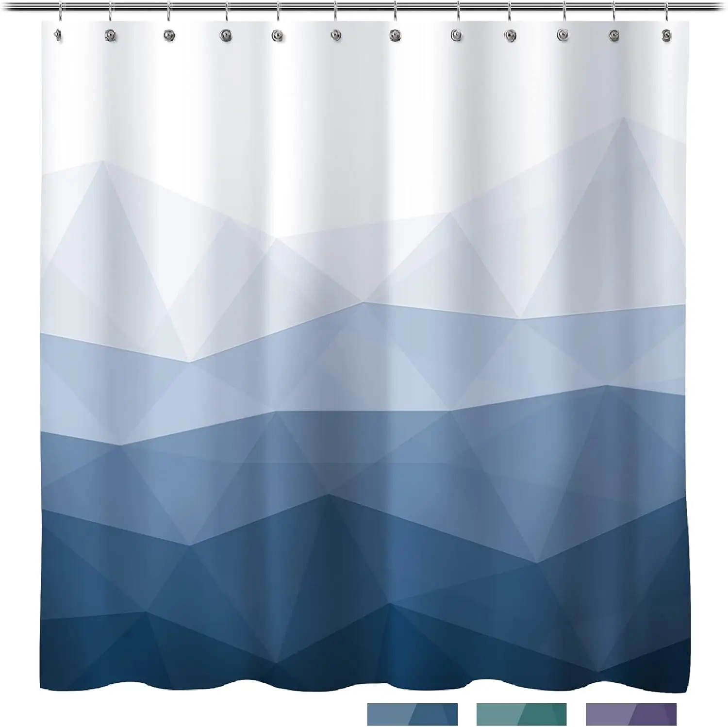 

Ombre Blue Fabric Shower Curtain, Water-Repellent & Machine Washable for Bathroom Decor