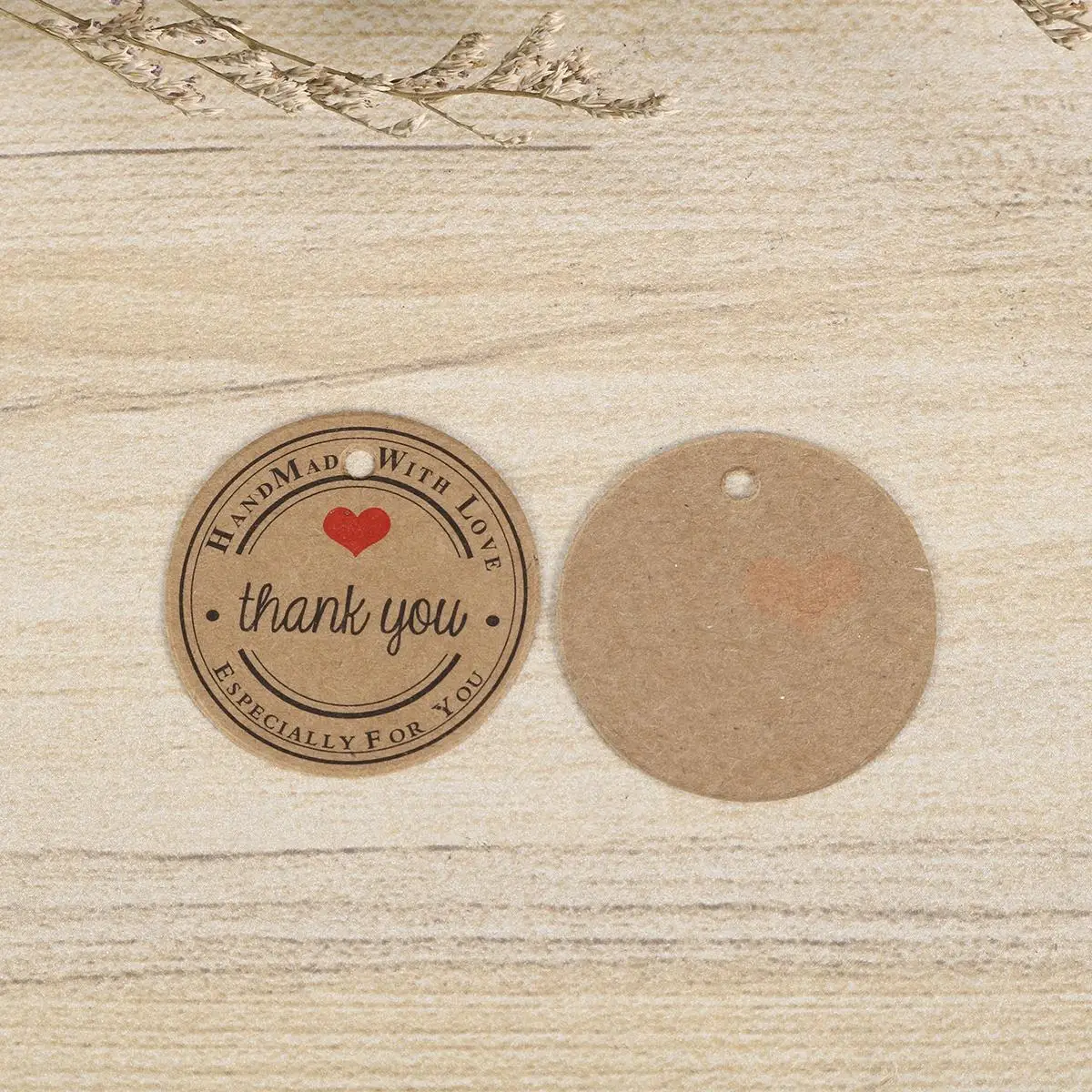 Kraftpapier Cadeaukaartje Cadeau Hangtag Ronde papieren label Bedankt Tag Decoratieve cadeaukaartjes