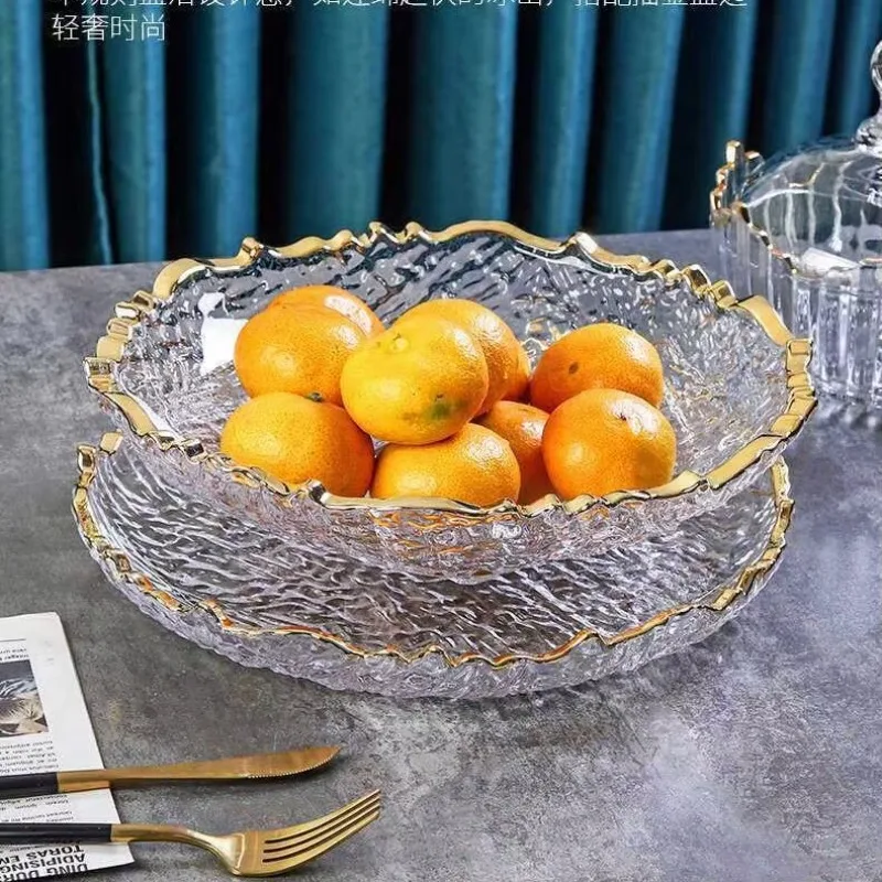 DSA light luxury gold-painted fruit plate household living room coffee table ornament candy snack display plate high value