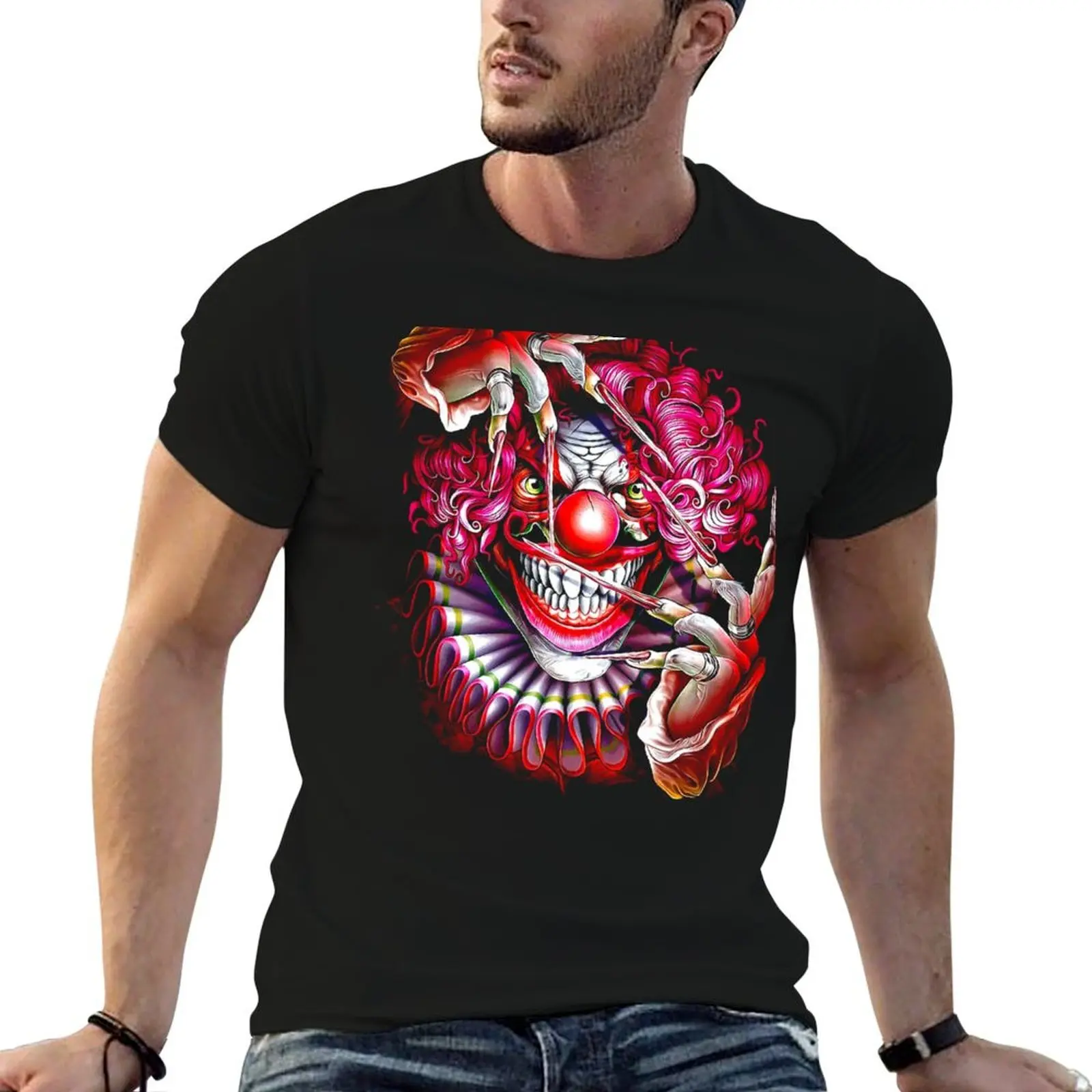 

Killer Clown Horror Anime Drawing T-Shirt man t shirt graphic t shirts for man pack white T-Shirt