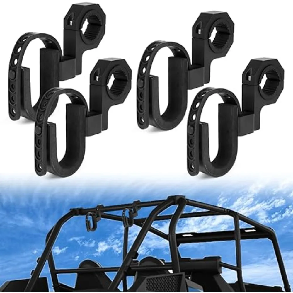 4PCS UTV Gun Rack Holder Universal ATV Gun Rack Holder Mount with Rubber Gasket Roll Bar Tool Gun Racks Fits 1.0