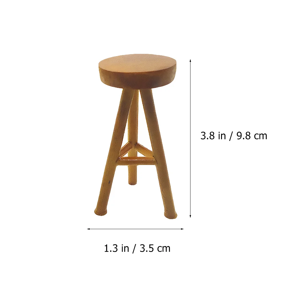 2 Pcs 112 Dollhouse Accessories High Foot Wooden Chair Miniature Living Room Furniture Decorations Simulated Model