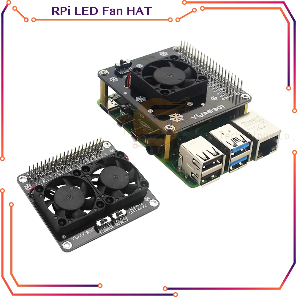 

Raspberry Pi 4 Model B GPIO Extenstion Board Switch Cooling Fan HAT with Blue LED Single Dual Fan for Raspberry Pi 4B 3B+ 3B