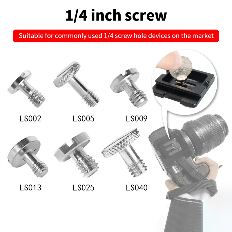 High Quality Camera Screw Set 1/4 Inch Quick Release Plate Screw DSLR Accessories Tripod Mount Adapter For DSLR Camera Tripod