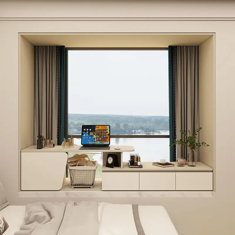 #bay window cabinet desk integrated bedroom living room window sill drawer locker household bay window bookcase storage cabinet