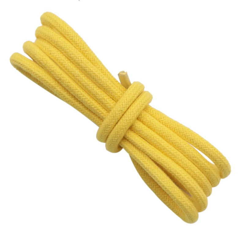 Weiou Laces Store 5MM Round Shape Waterproof Yellow/Red Girl's Swimming Waist 100% Cotton Waxed Easy Rope For Woman Sneaker Boot