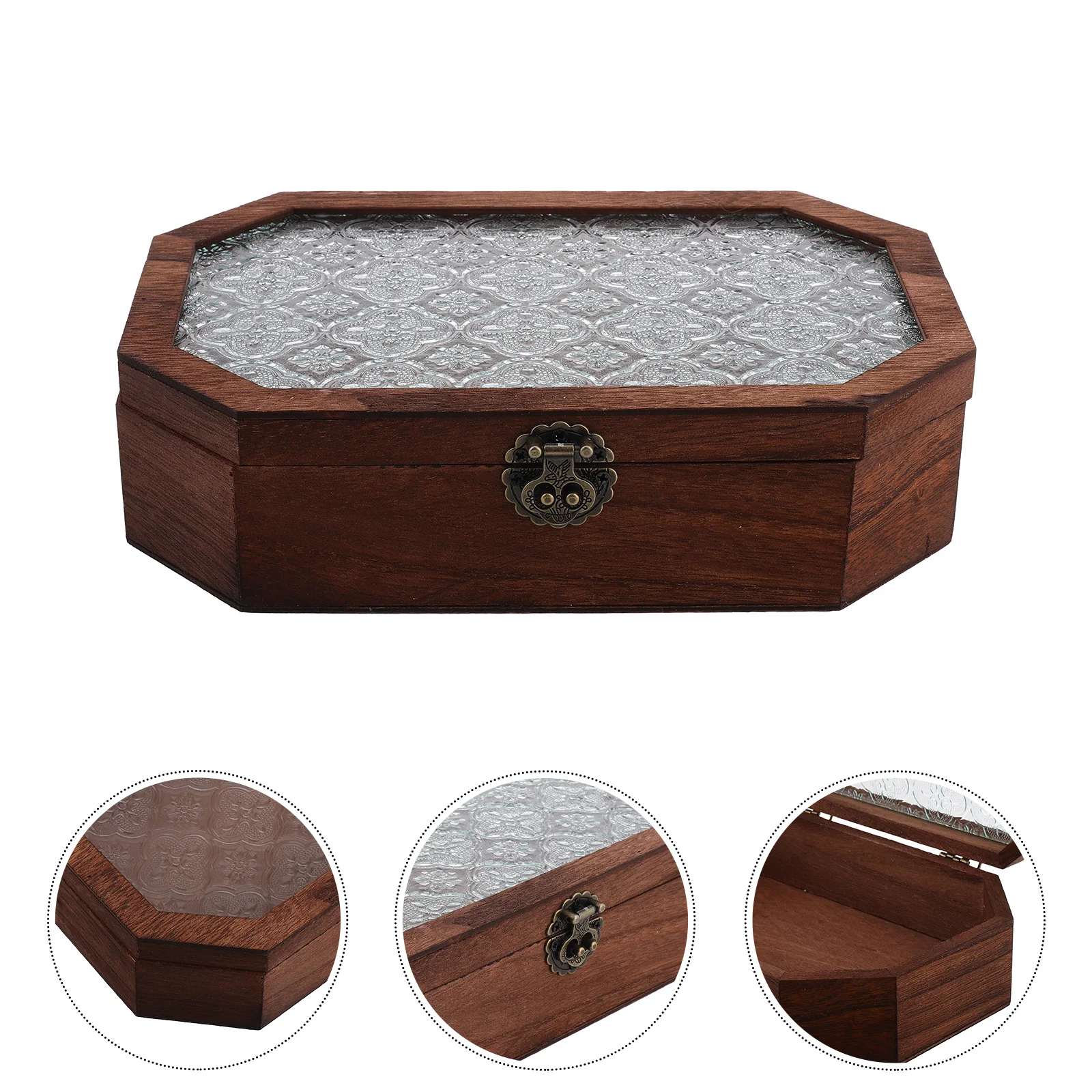 

Makeup Organizer Vintage Floral Pattern Desktop Storage Box for Jewelry Cosmetics Keepsakes Compact Desk Organizer