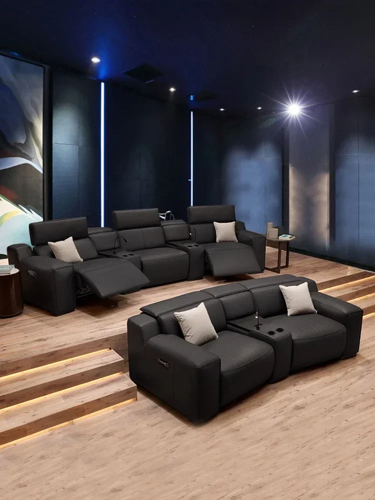 High-end villa basement home cinema leather sofa living room electric multi-function video room video hall seats