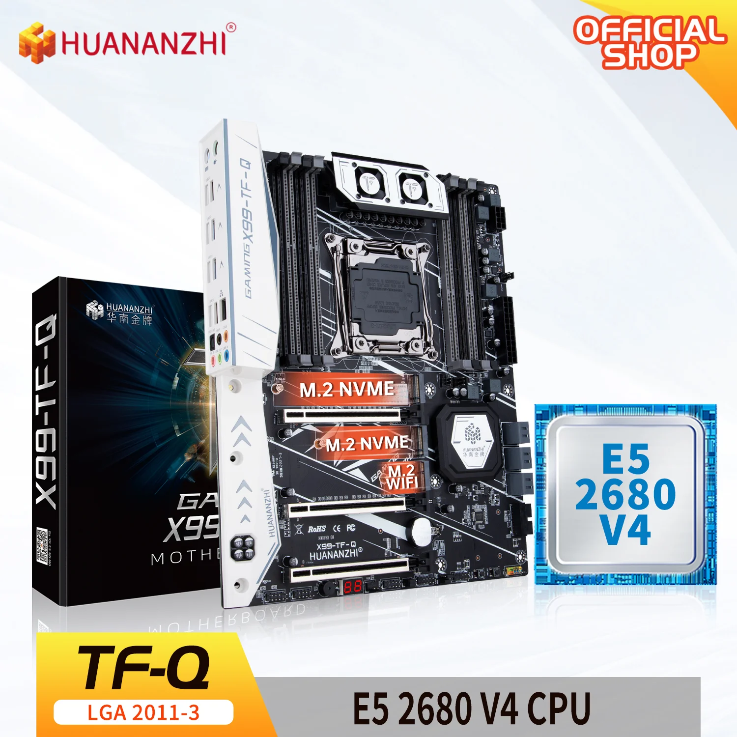 

HUANANZHI X99 TF Q LGA 2011-3 XEON X99 Motherboard Intel with XEON E5 2680 V4 MOS FAN DDR3 DDR4 RECC memory combo kit set