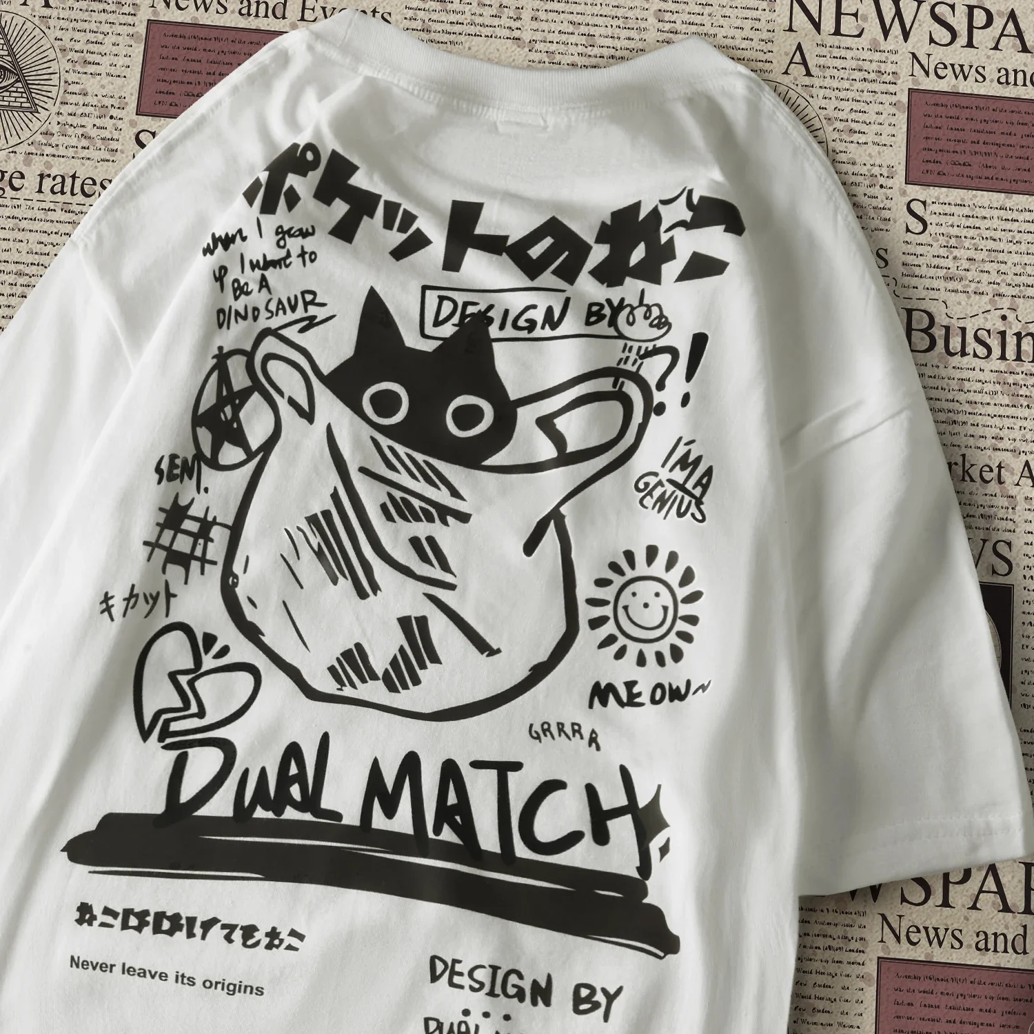 Männer Frauen Cartoon T-Shirts Sommer Harajuku Kawaii Katze Gedruckt Kurzarm T-shirts Paar Streetwear Lose Kleidung Y2K Tops