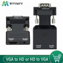 WvvMvv VGA do HDMI-kompatybilny konwerter audio-wideo 1080P HDMI-kompatybilny z kabel adaptera VGA dla PC Laptop do projektor HDTV