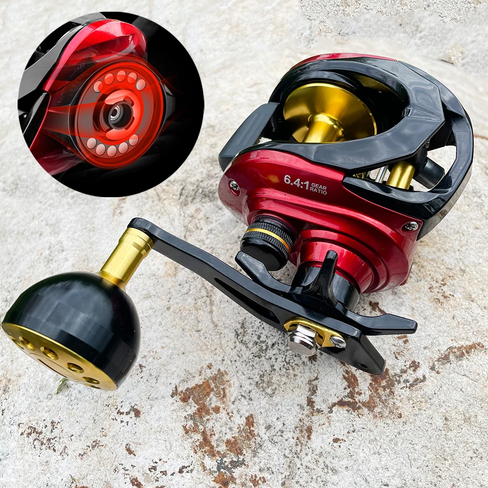 

BIG GAME Jigging Fishing Reels Powerful Brake 8+1BB Max Drag15kg Gear Ratio 6.4:1 Carbon Boat Saltwater Lure Baitcasting Reel