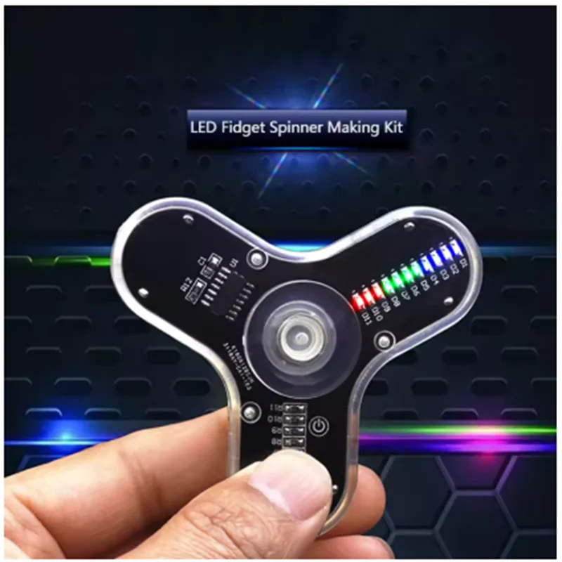 DIY Electronic Kit LED Fingertip Gyro POV Rotation Colorful Diode Luminous Fidget Spinner SMD Soldering Training Gyroscope Kit