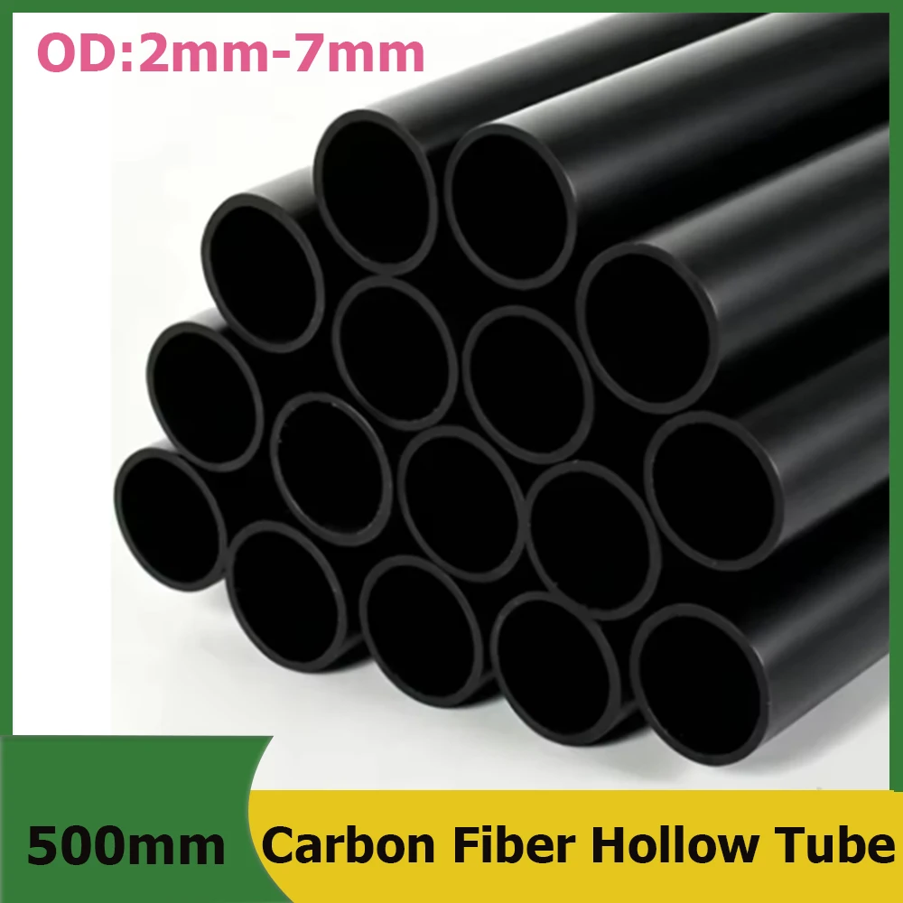 1-10Pcs Long 500mm Carbon Fiber Hollow Tubes High-Quality 2x1mm-7x5.5mm Suitable For DIY Kites/RC Model Aircraft Quadcopters