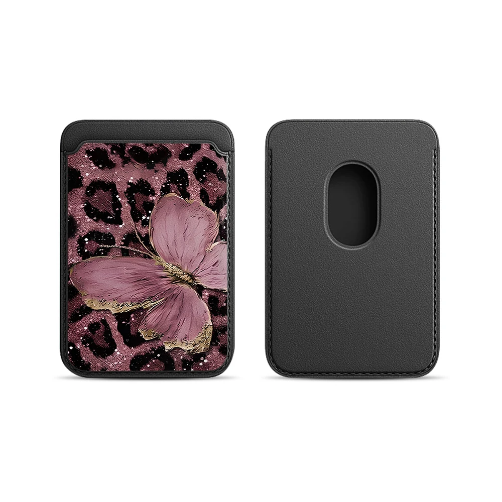 Leoparden-Schmetterling Leder-Kartenetui Handyhülle Kartenhalter für Magnetische Hülle Geeignet für alle iPhones mit Magsafe-Kartenfunktion – Detail 9