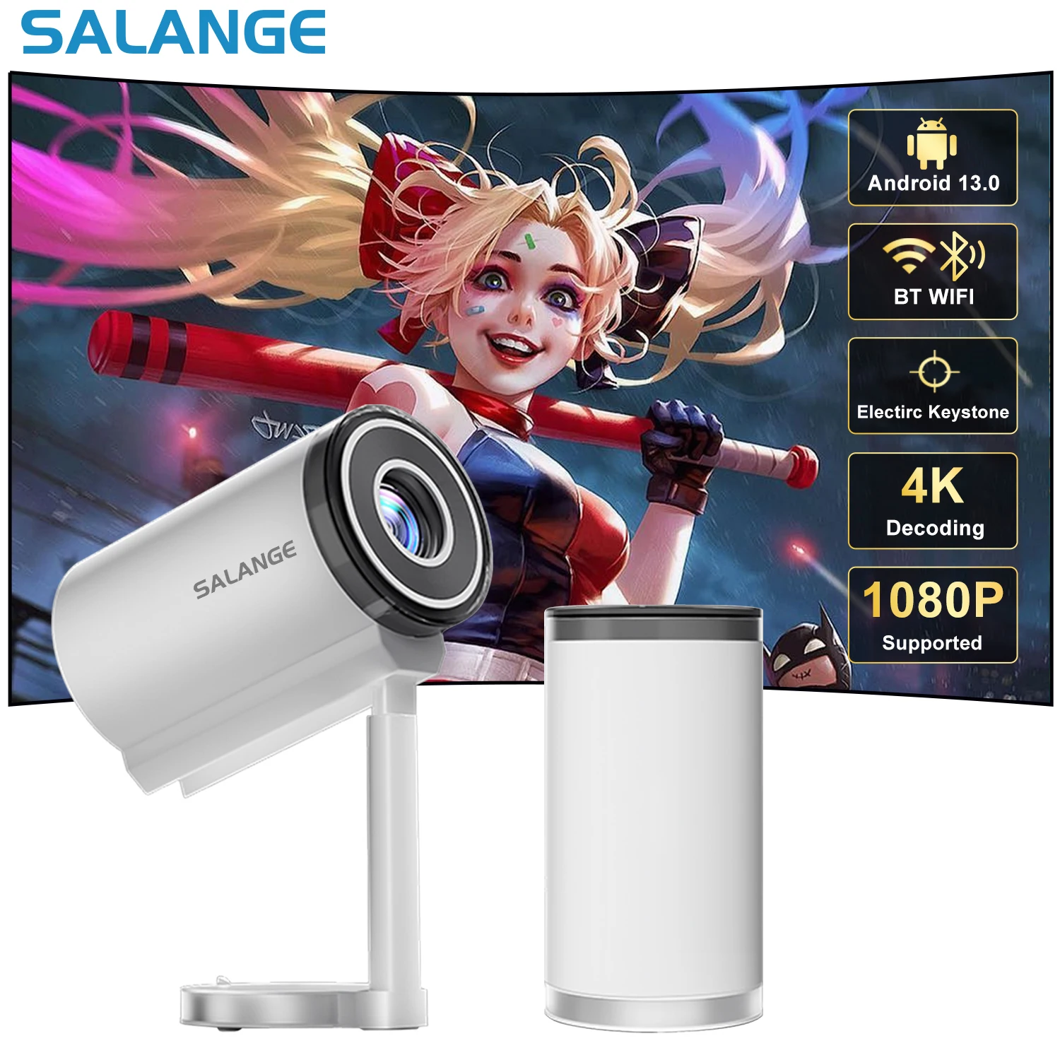 Salange X5 ミニネイティブ 1080P HD 4K ビデオプロジェクター Android WiFi Bluetooth 3D サラウンドサウンドポータブル屋外オフィスホームシアター