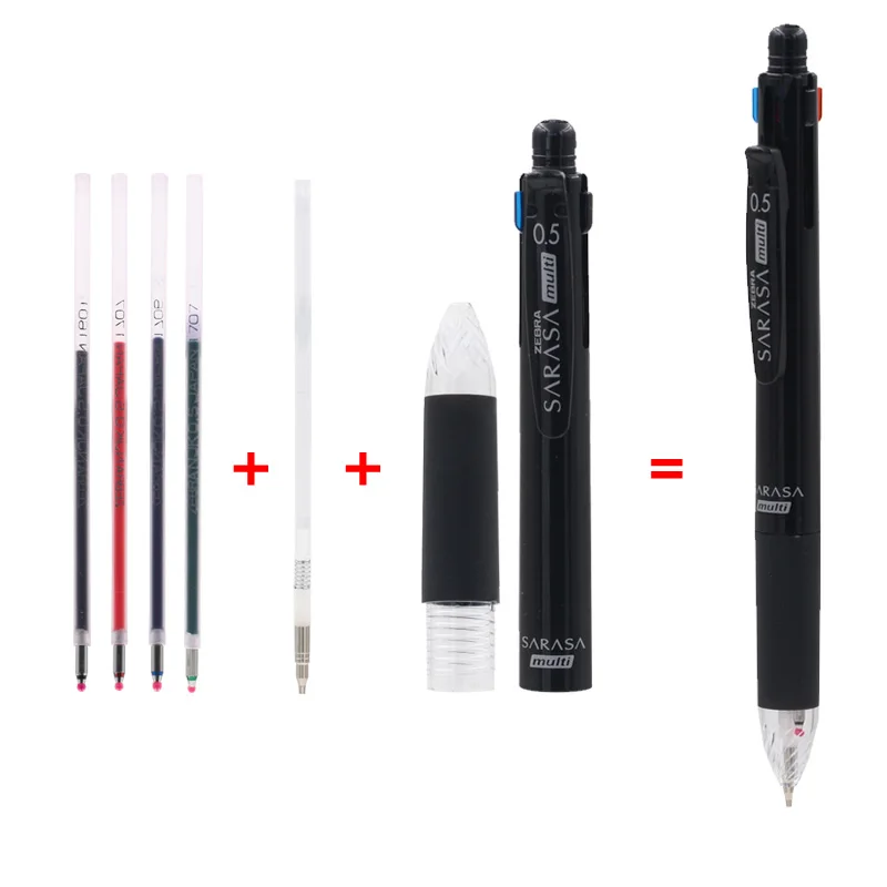 1pcs Japan Zebra Multi-function Pen J4SA11 Four-color 0.5 Gel Pen +0.5 Automatic Pencil Office & School Supplies