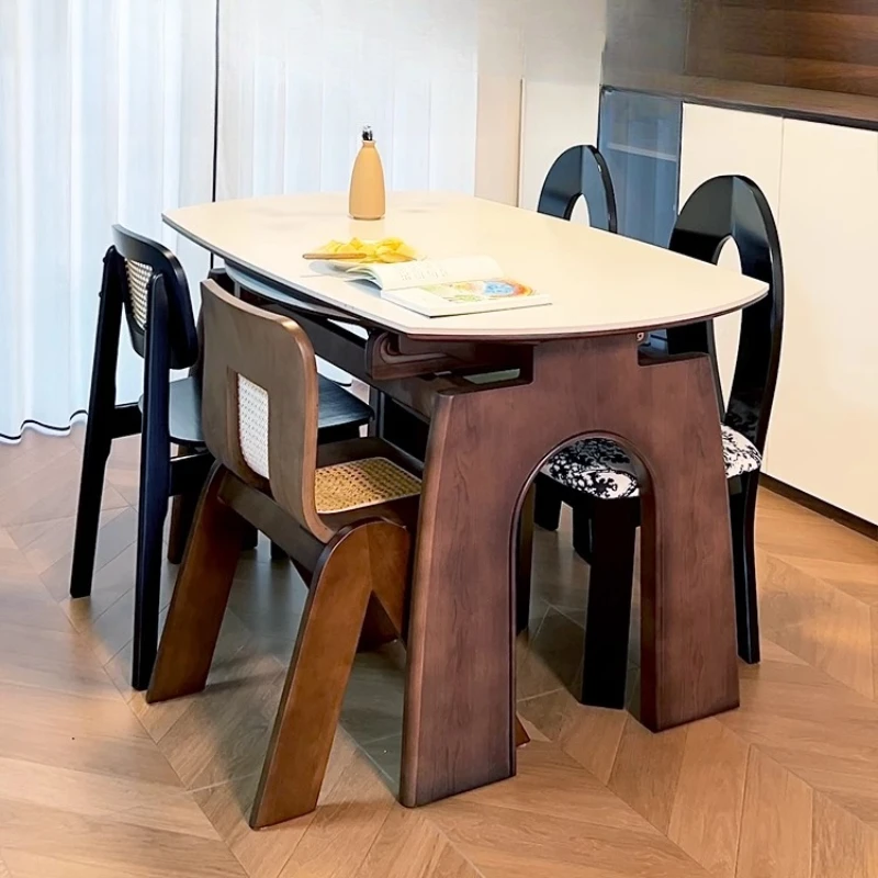 Z madeira estilo francês mesa de jantar cadeira redonda pernas mesa de jantar de madeira simples e moderno plegable portatil móveis para casa z