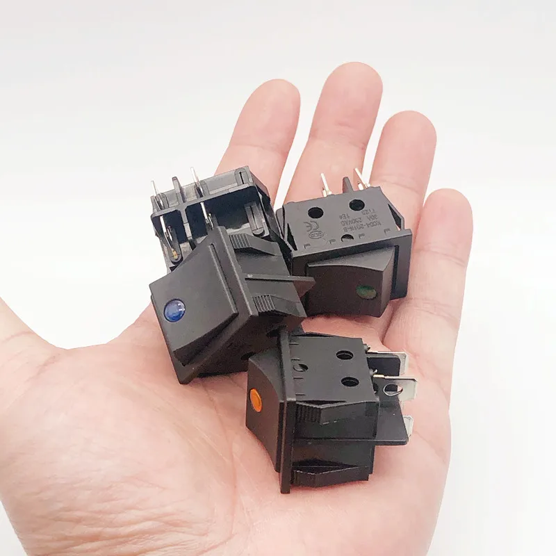 1Pcs Tuimelschakelaar KCD4 Vier-Pin 2 Positie Op-Off Mini Met Licht Cat-Eye 220V Led Rocker Switch Button AC30A250V Drop Shipping