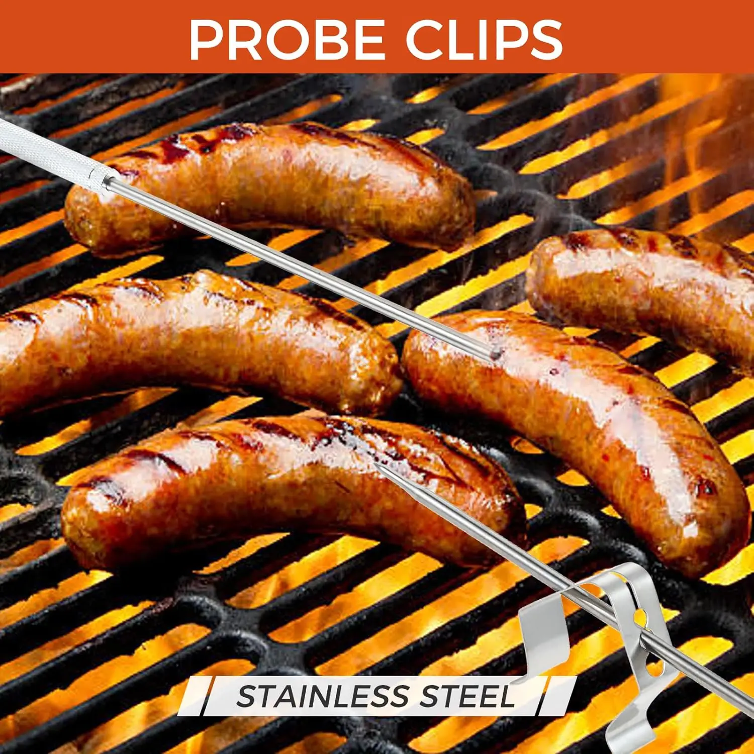 2 حزمة من مجسات ميزان حرارة اللحوم و2 مشبك مسبار لـ Thermopro TP-04/06/07/08/08S/09/10/16/17/20/20S/25/27/28/829/930 2.5 مم