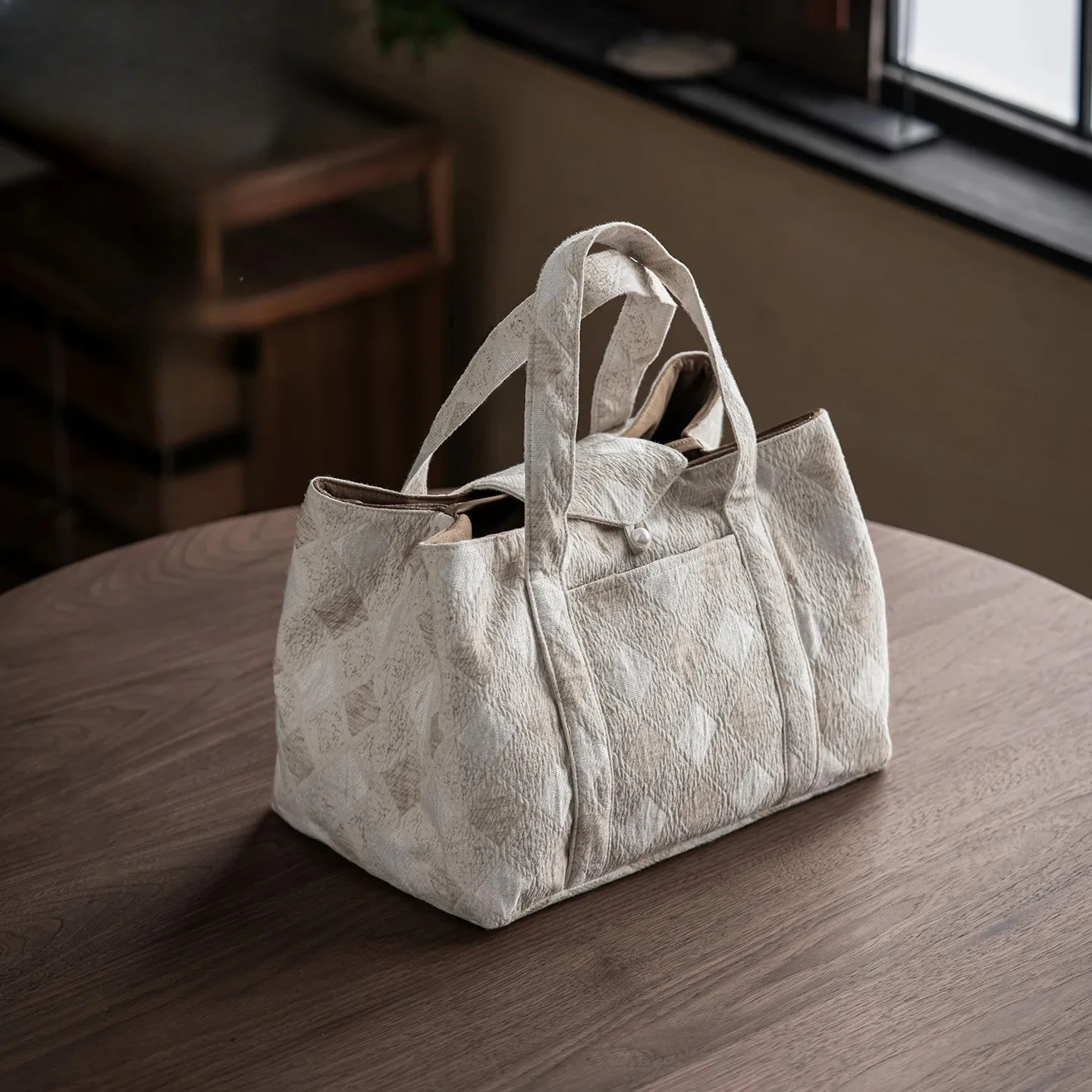 Cotton Linen Sashiko Rhomboic Pattern Tea Cozies Boutique Cozy For Teapot Portable Bag Travel Set Bag Tea Ceremony Craft