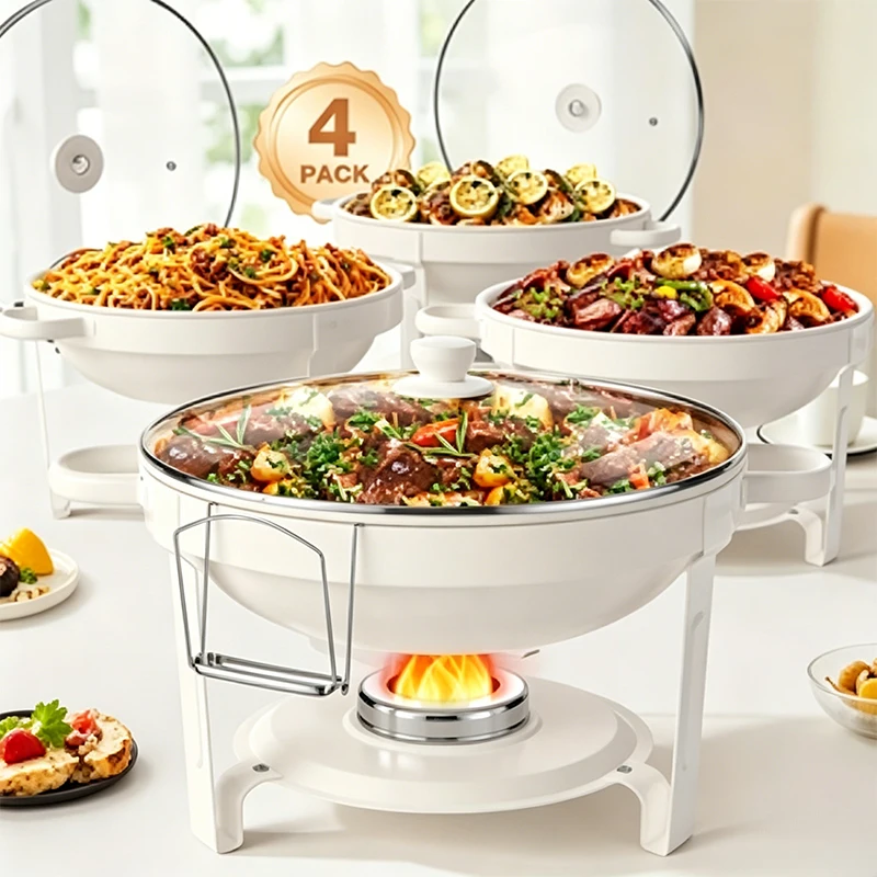 

2/4 PC Maifanite Self-Heating Pot, [Game Changer Maifanite Coating] Serving Dish [95% Pre-assembled] Buffet Set Offers the Grace of Nature. 5 Quart (approximately 5.7 liters) Food Heater Suitable for Weddings, Birthdays, Church Events, etc.