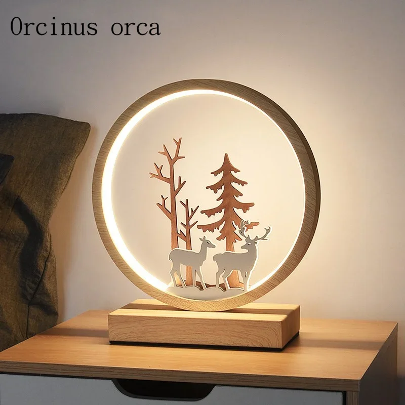 

Nordic modern light adjustable light elk table lamp bedroom bedside lamp creative personality warm desktop decorative lamp