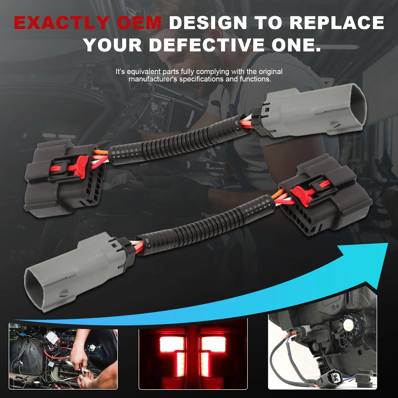 

2pcs Halogen to LED Taillight Conversion Harness kit, Converter Connector Plug Adapter for f-150 2018-2020